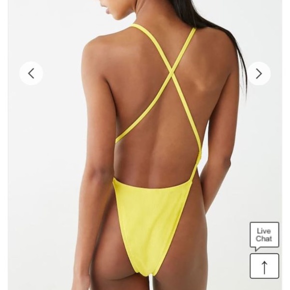 Yellow ribbed One piece swimsuit - Picture 2 of 2